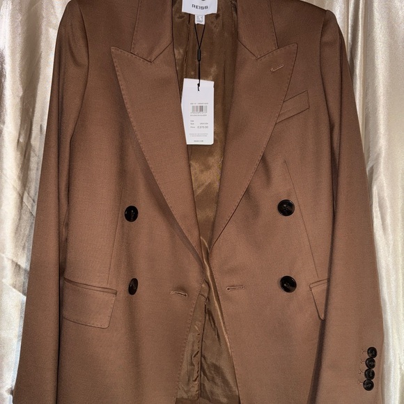 REISS- Solene Tan Double-Breasted Blazer - Picture 5 of 8